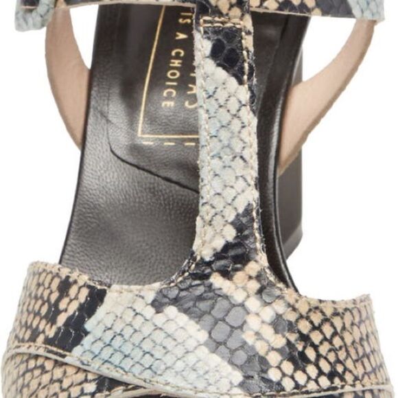 Hispanitas Preston Snakeskin Leather T-Strap Block Heel Sandals Size 41 Like New - Picture 11 of 12